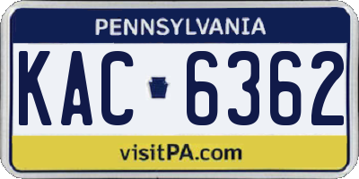 PA license plate KAC6362