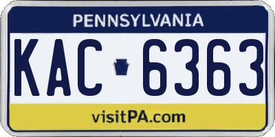 PA license plate KAC6363
