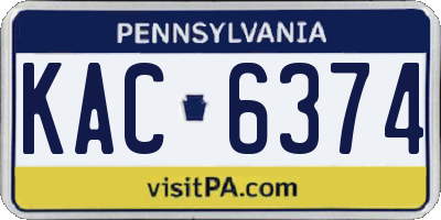 PA license plate KAC6374