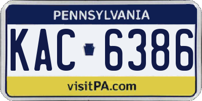 PA license plate KAC6386