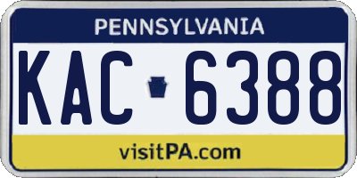 PA license plate KAC6388