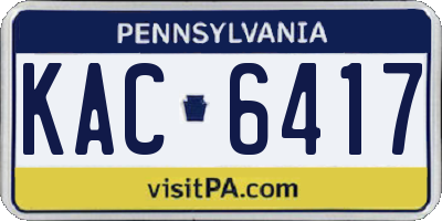 PA license plate KAC6417