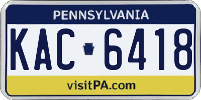 PA license plate KAC6418