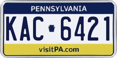 PA license plate KAC6421