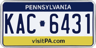 PA license plate KAC6431