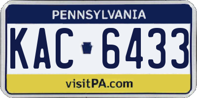 PA license plate KAC6433