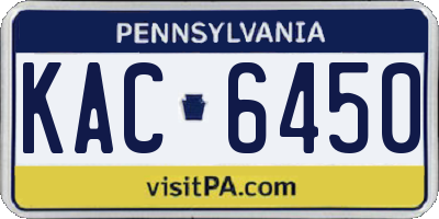 PA license plate KAC6450