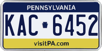 PA license plate KAC6452