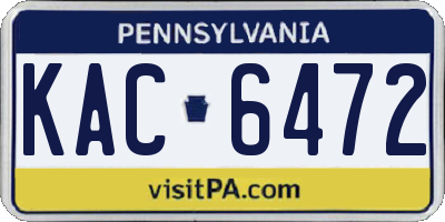 PA license plate KAC6472