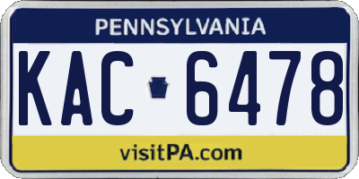 PA license plate KAC6478