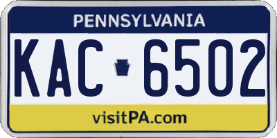 PA license plate KAC6502