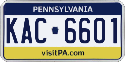 PA license plate KAC6601