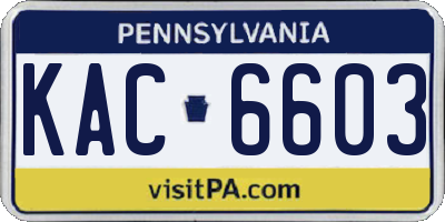 PA license plate KAC6603