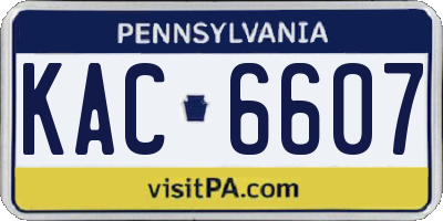 PA license plate KAC6607