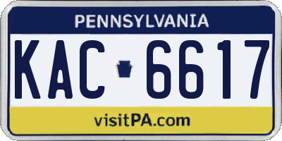 PA license plate KAC6617