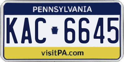 PA license plate KAC6645