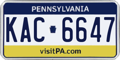 PA license plate KAC6647