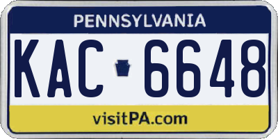 PA license plate KAC6648