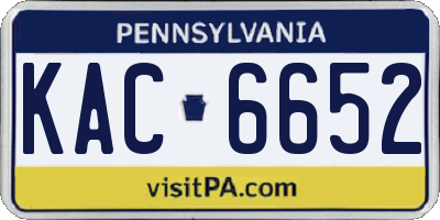 PA license plate KAC6652