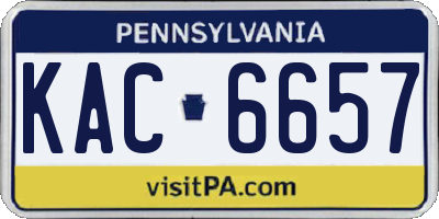 PA license plate KAC6657
