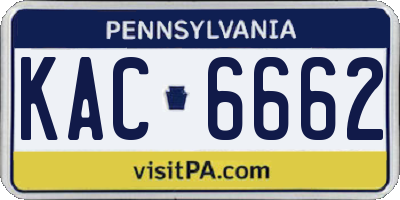 PA license plate KAC6662