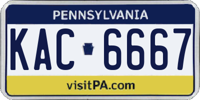 PA license plate KAC6667