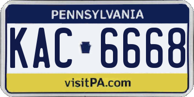PA license plate KAC6668