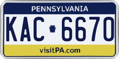 PA license plate KAC6670