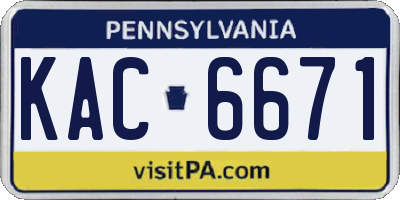 PA license plate KAC6671