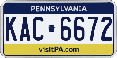 PA license plate KAC6672