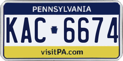 PA license plate KAC6674