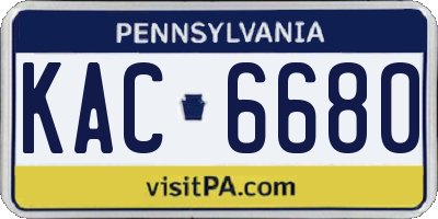 PA license plate KAC6680