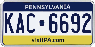 PA license plate KAC6692