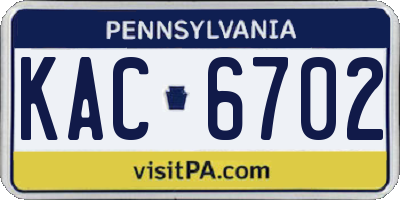 PA license plate KAC6702