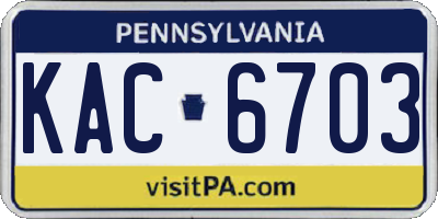 PA license plate KAC6703