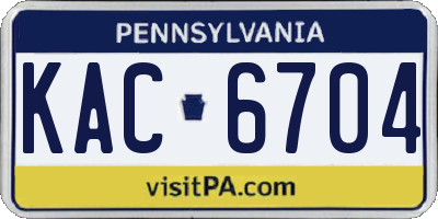PA license plate KAC6704
