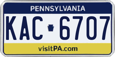 PA license plate KAC6707
