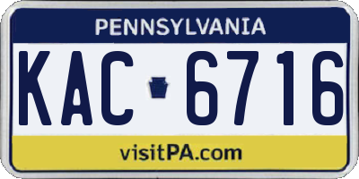 PA license plate KAC6716