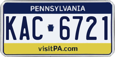 PA license plate KAC6721