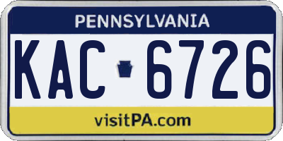 PA license plate KAC6726