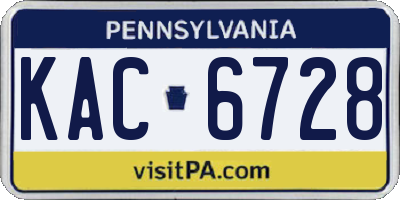 PA license plate KAC6728