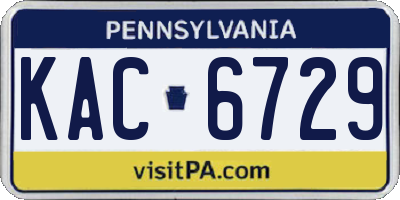 PA license plate KAC6729