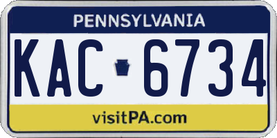PA license plate KAC6734