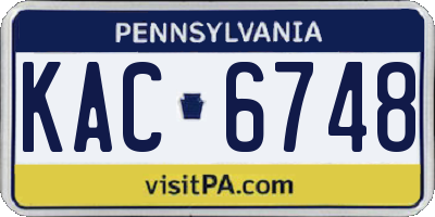 PA license plate KAC6748