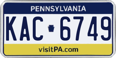 PA license plate KAC6749