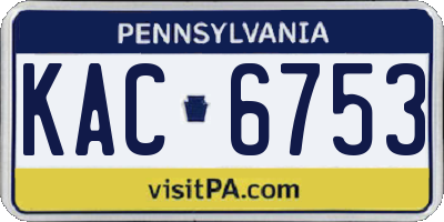 PA license plate KAC6753