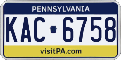 PA license plate KAC6758