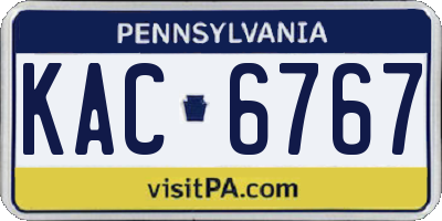 PA license plate KAC6767