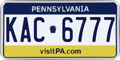 PA license plate KAC6777