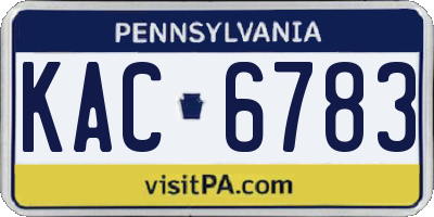 PA license plate KAC6783
